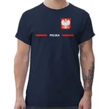 Shirtracer T-Shirt Polen Trikot Wappen, Polska mit Stolz, Polnisches Fan-Motiv 2026 Fussball WM Fanartikel blau S