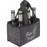 MIJOMA Stilvoller Filz Flaschenträger Biertasche für 6 Flaschen 0,33l/0,5l – Männerhandtasche, Perfekt für Vatertag & Grillpartys (Grau mit Stickerei 'Bierträger')