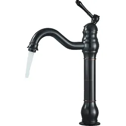 KLARWERK NALA | Vintage Hotel Gastro Schwarz gebürstet  hohe Badarmatur |Retro Premium Edelstahl Wasserhahn Für hohe Waschbecken |Mischbatterie 2 Anschlüsse