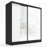 A&J MöbelLand Schwebetürenschrank SOLO 200 x 215 x 59,5 cm Schwarz/Weiß