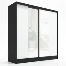 A&J MöbelLand Schwebetürenschrank SOLO 200 x 215 x 59,5 cm Schwarz/Weiß