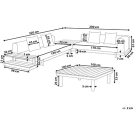 Beliani 5-Sitzer Loungeset 4-teilig grau/weiß