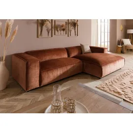 Massivmoebel24 Ecksofa 304x164x69 Ottomane rechts Cord kupfer VALENCIA