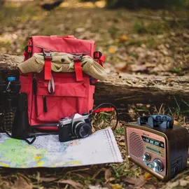 Retoo Retro Radio Bluetooth FM Kofferradio braun