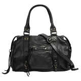 Samantha look Shopper echt Leder, Made in Italy, schwarz | Schwarz