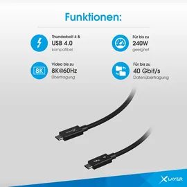 Xlayer Thunderbolt 4 Black 1 m