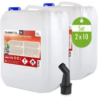 Höfer Chemie 20 L FLAMBIOL® Bioethanol 99,9% Hochrein (2 x 10 L) für Ethanol Kamin, Ethanol Feuerstelle, Tischfeuer und Bioethanol Kamin