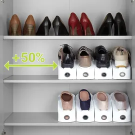 Wenko Schuhhalter Weiß 8er Set mit Griffloch für leichte Handhabung Weiß