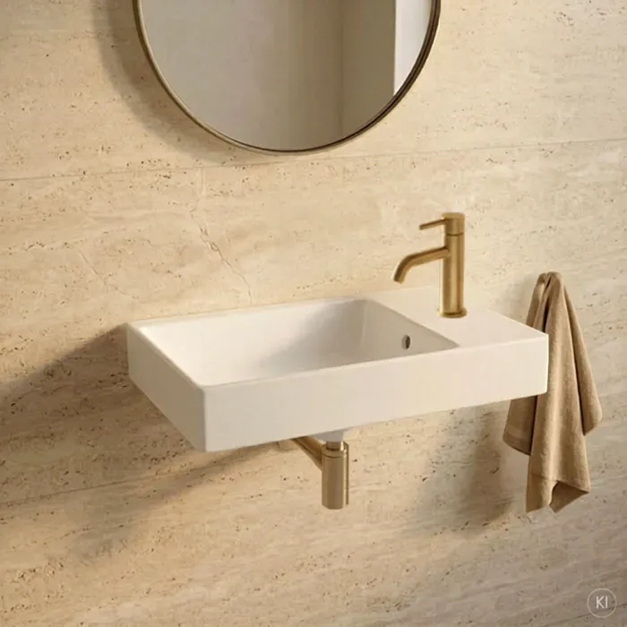 CARLDIX x LAUFEN Handwaschbecken 45 cm A91001014501  Weiß, 450 x 260 mm, mit Überlauf, Hahnloch rechts