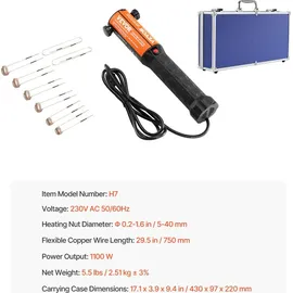 Vevor magnetisches Induktionsheizgerät-Set, 1 kW Induktionsheizgerät, Bolzen-Induktionsheizgerät mit 8 Induktionsspulen, Induktionsheizer-Bolzenentferner zum Entfernen von Bolzen und Muttern