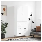 furnicato Sideboard Weißes Highboard aus Holzwerkstoff und Metall 69,5 x 34 x 180 cm (1 St), Stabiler Schrank mit viel Stauraum und feuchtbeständiger Oberfläche weiß 69.5 cm x 180 cm x 34 cm