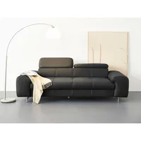 3-Sitzer COTTA "Chef", schwarz, B:227cm H:72cm T:105cm, Luxus-Microfaser (100% Polyester), Softlux-Kunstleder, NaturLEDER (echtes Rindsleder)), Rückseite mit Spannstoff bezogen, Leder ADVANTAGE (abgedecktes Spalt-Rindsleder), Rückseite mit Spannstoff bezogen, Sofas, 3-Sitzer mit eleganter Steppung, Bodenfreiheit 12,5 cm