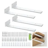 4 Pack Regalhalterung, Schwebende Regalträger, 25 cm, Robuste Regal Winkel (1/5 Zoll), Dickes Metall, Weiße Schwebende Regalhalterungen Mit Modernem Eisen Finish - Weiß