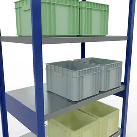 Schulte Lagertechnik Fachbodenregal Holz 2500 x 1000 x 600 mm enzianblau/verzinkt