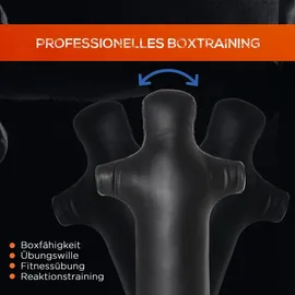 Homcom Standboxsack Boxdummy Boxsäule Freistehend Boxtraining Schwarz Kunststoff B/H/L: ca. 63x180x63 cm