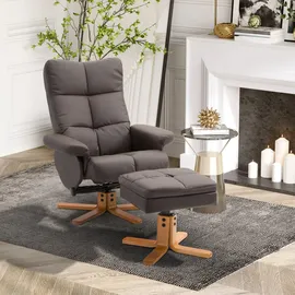 Homcom Relaxsessel Kunstleder 80 x 99 x 86 cm Braun mit Hocker