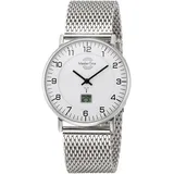 Funkuhr MASTER TIME "Basic", silber (silberfarben, weiß), Armbanduhren, Herren, Funkuhr, Quarzuhr, Armbanduhr, Herrenuhr, Edelstahlarmband, analog, digital