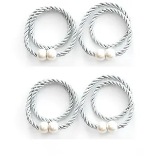 A.Monamour 4 Stück Magnetische Vorhang Raffhalter Vorhanghalter Gardinenhalter Halterungen Modern Gardinen Spangen Halter Stark Magnete Seil Kordel Gewebte mit Ball Schnallen Dekoration - grau