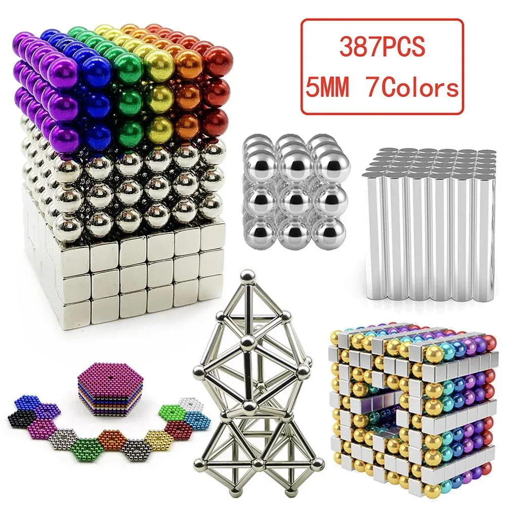 5MM 387PCS DIY Magnetische Kugeln Drei Arten Buckyballs Kinder Puzzle Bildung Montage Dekompression Freizeit spielzeug