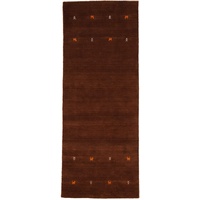 carpetfine Wollteppich Gabbeh Uni Läufer Braun 80x300 cm | Moderner Teppich für Wohn- und Schlafzimmer