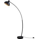 Lindby Bogenlampe, Stehlampe Schwarz Gold mit Fußschalter, Standleuchte Metall, Leselampe-Stehlampe Wohnzimmer, 1x E27 max. 60W, ohne Leuchtmittel