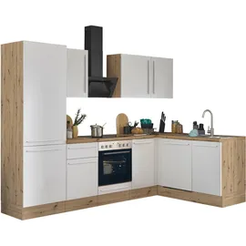 kochstation Winkelküche Florida L-Form 280 cm weiß