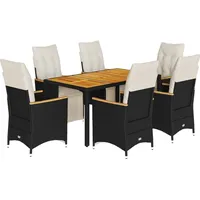 vidaXL Garten-Bistro-Set 7-tlg. Schwarz