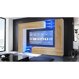 Vladon Wohnwand, Eiche, Holzwerkstoff, 262x182.5x39 cm, Wohnzimmer, Wohnwände, Wohnwand-Sets