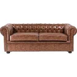 Sofa Kunstleder Goldbraun CHESTERFIELD