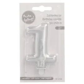 Papstar Zahlenkerze mit Halter 7 cm 12 St. Silber