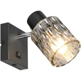 RL Wandlampe Wandstrahler Flurleuchte Metall Schwarz matt Schalter Glas Rauch H16cm