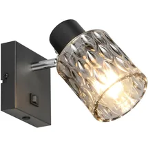 RL Wandlampe Wandstrahler Flurleuchte Metall Schwarz matt Schalter Glas Rauch H16cm