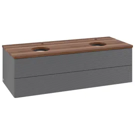 Villeroy & Boch Waschtischunterschrank 2 Auszüge 120 x 36 x 50 cm Anthrazit Matt Lacquer / Warm Walnut