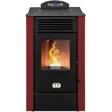 STUFE A PELLET ITALIA Alaska 9 KW WiFi 5 Sterne | Pelletöfen mit Belüftung Effizienz 92% Heizt 80m2 Autonomie 20 Sdt. 5-Sterne-Zertifiziert WiFi-Steuerung Programmierbar 5 Kräfte 24M Garantie Rot
