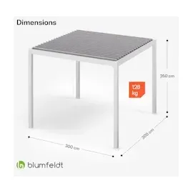 Blumfeldt LuminaHaven Pavillon 3x3 m verzinktes Lamellen-Stahldach schützt vor Sonne, Regen und Wind Weiß
