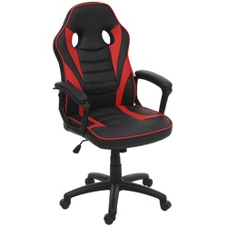 Bürostuhl MCW-F59, Schreibtischstuhl Drehstuhl Racing-Chair Gaming-Chair, Kunstleder ~ schwarz/rot