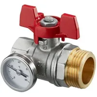 OVENTROP - Kugelhahn 1'' roter Griff mit Thermometer für Edelstahlverteiler 1406484