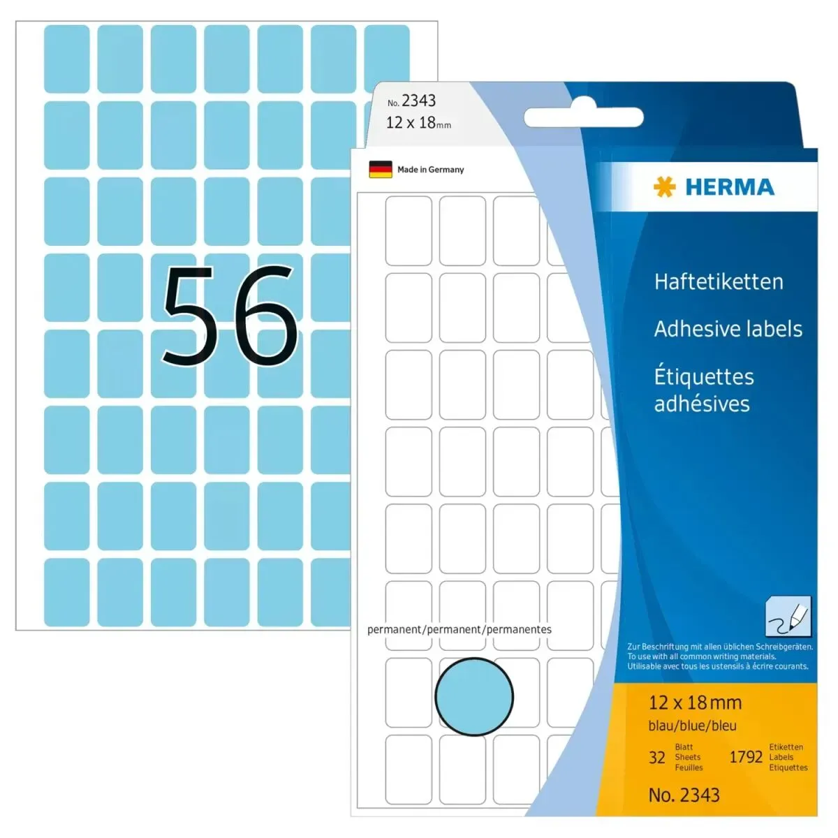 HERMA Vielzwecketiketten 12x18 mm blau Papier matt Handbeschriftung 1792 St.