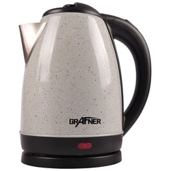 Grafner Wasserkocher Grafner Edelstahl-Wasserkocher 1,7L grau Wasserkessel Teekocher