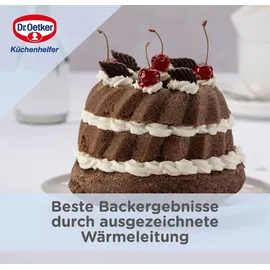 Dr. Oetker Gugelhupfform in Dunkelblau Ø 18 cm Back-Liebe Emaille Ø kratzfester Emaille-Versiegelung, Bundform für köstlichen Gugelhupf 22 schwarz