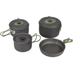 BO-CAMP Alu Kochset 4-teilig Camping Koch Geschirr Trekking Topf Outdoor Pfanne