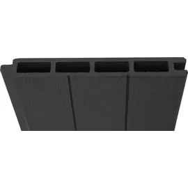Mendler WPC-Sichtschutz Sarthe, Windschutz Zaun, Alu-Pfosten 3er Set, 5,6m anthrazit