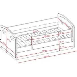 les tendances Kinderbett Julia 80 x 180 cm Holzwerkstoff lackiert weiß