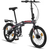 licorne bike gmbh Licorne Phoenix 2D, 20 Zoll Aluminium-Faltrad-Klapprad, Scheibenbremse, Discbremse, V-Bremse Faltfahrrad-Herren-Damen, 7 Gang Kettenschaltung ...