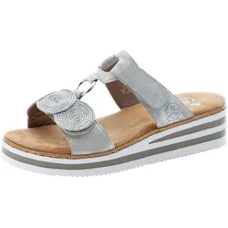 Pantolette, Keilabsatz, Sommerschuh, Schlappen für den Sommer, Gr. 38, silberfarben, , 67336514-38