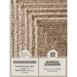 HANSE HOME Juno Line Juteteppich", - Natur Wohnzimmerteppich, Naturteppich, Wohnzimmer Schlafzimmer - Natur weiß braun), 160x230cm