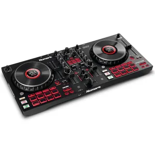 Numark Mixtrack Platinum FX DJ Controller Pult mit 4-Deck Kontrolle, integriertem Audio Interface, Jogwheel-Displays und Effektpaddeln