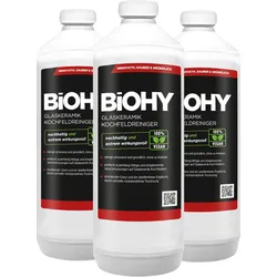 BiOHY Glaskeramik Kochfeldreiniger (3x1l Flasche) | Optimal zur Reinigung und Pflege von Kochfeld und Induktion | Geeignet für ALLE GERÄTE