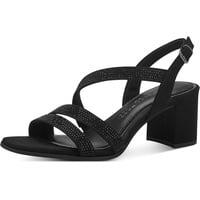 Marco Tozzi Damen Sandalen mit Absatz Glitzer Vegan, Schwarz