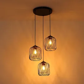 GLOBO Pendelleuchte Esszimmerlampe Hängeleuchte Metall Schwarz Gold 3-Flammig d 40 cm